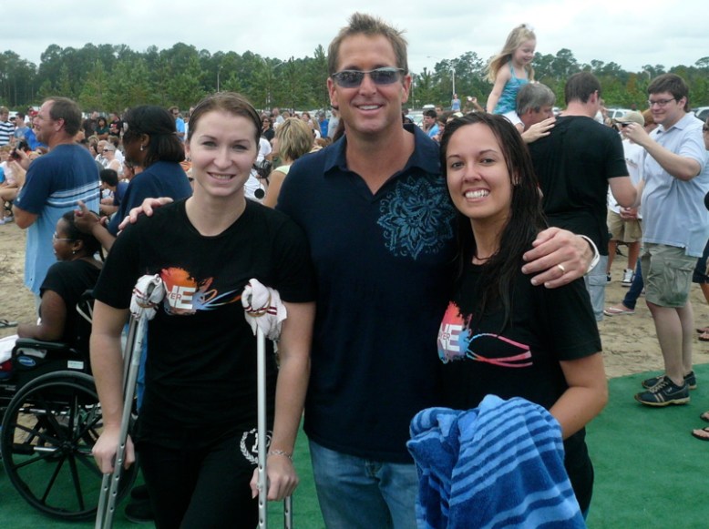Hilary, Pastor Stovall & Mary - First to be baptized on the new land!